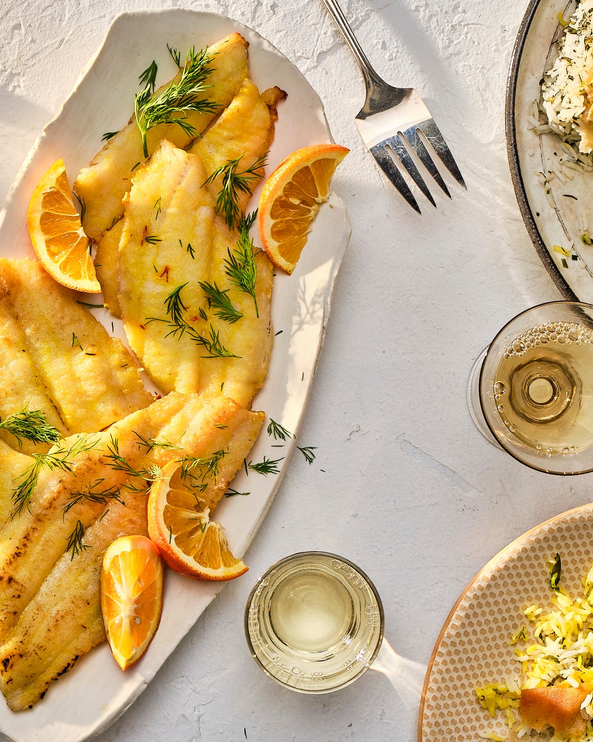Persian-style saffron fish with herbed tahdig